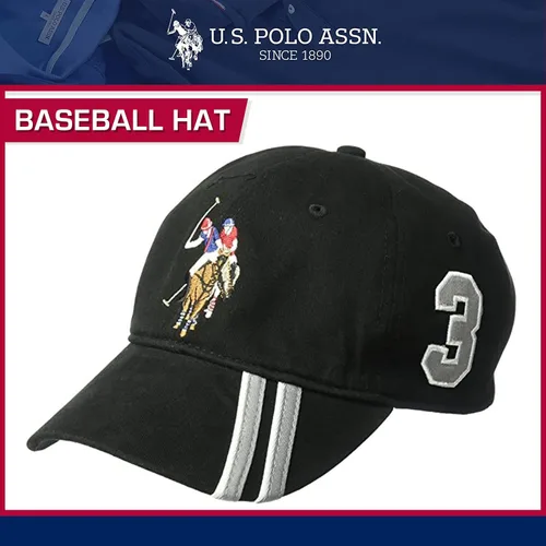 Vista 2 de Concept One U.s Polo Assn. Dad Hat, Embroidered Horse Logo Adjustable Adult Baseball Cap with Diagonal Accent Stripes