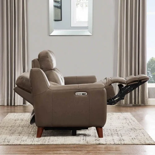 Vista 4 de Hydeline Torino Zero Gravity Power reclinable y reposacabezas de cuero de grano superior con puertos USB integrados, trufa, espuma viscoelástica