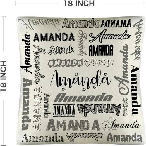 Vista 2 de Funda de almohada personalizada con nombre, fundas de almohada de lino con nombre personalizado, funda de almohada personalizada con tu nombre