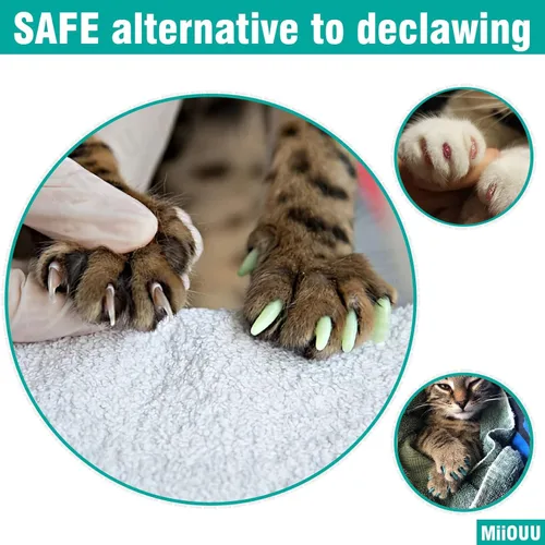 Vista 7 de 10 colores / 100 piezas de tapas de uñas de gato Cubiertas de garra de gato con adhesivos y aplicadores Beta (XS)
