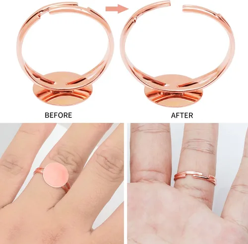 Vista 3 de SUMERSHA 50 piezas de anillos en blanco ajustables planos de 0.472 in de base de joyería en blanco componentes para hacer manualidades de bricolaje