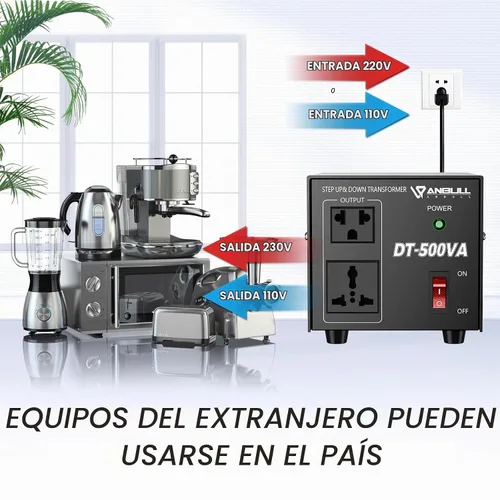 Vista 4 de Transformador Convertidor de Voltaje Anbull 500W, Transformador de Voltaje de Paso Abajo y Arriba 110v 220v, Convertidor de Voltaje de 220 a 110