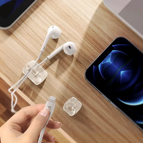 Vista 4 de Syncwire Clips transparentes para cables, organizador de cables autoadhesivo, para el hogar, oficina, cubículo, coche, mesita de noche, accesorios