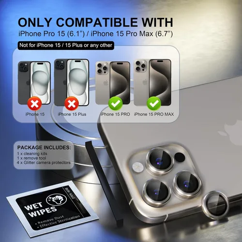 Vista 162 de Choiche Compatible para iPhone 16 Pro/iPhone 16 Pro Max Protector de Lente de Cámara, Vidrio Templado 9H Protector de Pantalla de Cubierta de Cámara
