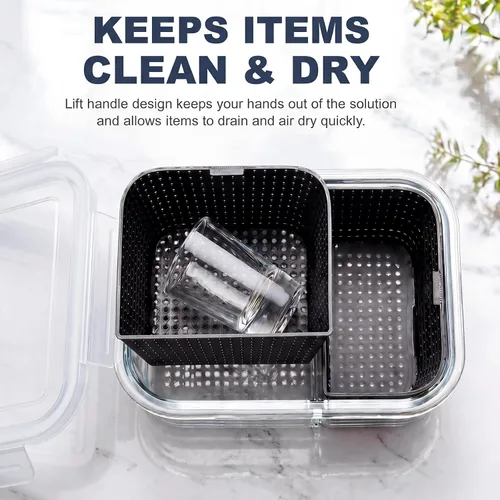 Vista 5 de Iso Soak Container Cleaning Box Station Glass Dual Separate, 6.7" X 5" X 2