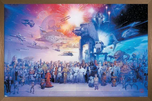 Vista 13 de Trends International Star Wars: Saga - Póster de pared de galaxia, 14.72 x 22.37 pulgadas, versión enmarcada de madera de granero