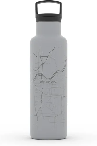 Vista 96 de Well Told Botella de agua aislada con mapa de Washington DC grabado, botella de acero inoxidable grabada (21 onzas, blanco) botella aislada de mapa