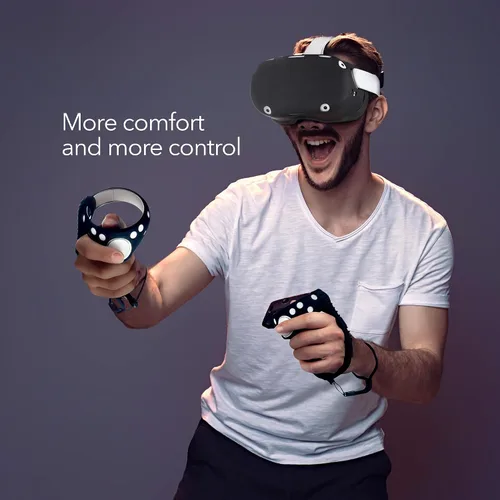 Vista 3 de Wasserstein Bundle - Silicone Skin Set VR Headset Carrying Case Head Strap and Face Cover Bundle Compatible with Oculus Quest 2