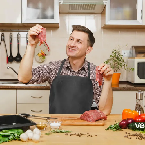 Vista 4 de Paquete de 2/8/20 delantales negros para cocinar, delantales de chef para mujeres y hombres con bolsillos, delantales ajustables a granel
