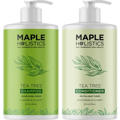 Vista 12 de Juego de champú y acondicionador de árbol de té, champú y acondicionador clarificante sin sulfato para el cuidado del cabello graso y el cuero