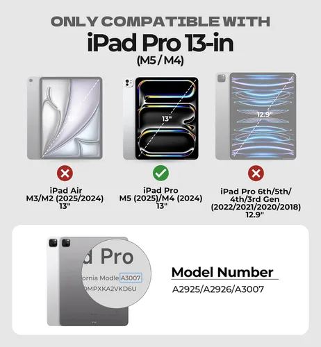 Vista 2 de Dexnor Funda protectora resistente para iPad Pro de 13 pulgadas M4 2024, con correa de mano giratoria de 360°, soporte estable grande, protector
