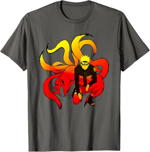 Vista 51 de Naruto Shippuden Naruto and 9 Tails - Camiseta de manga corta Negro