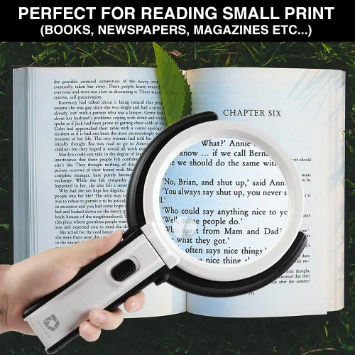 Vista 3 de Deluxe Products Lupa plegable con luz y soporte, 2 en 1, luz de lupa ligera de mano o manos libres. Lente bifocal 2X 5X para manualidades, lectura