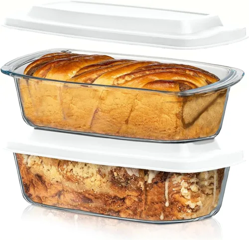 Vista 16 de Razab LARGE 7.6 Cups/1800 ML/1.9 Qt Glass Loaf Pan with Lids - Meatloaf Pan BPA free Airtight Lids Grip Handle Easy Carry, Microwave and Oven Safe