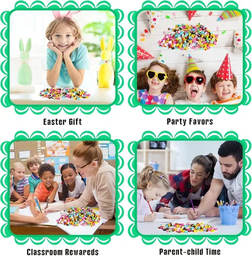 Vista 5 de Mini borradores de Pascua para niños, 240 unidades de borradores de huevo de Pascua, conejo, conejo, vacaciones, 12 estilos, lindos borradores
