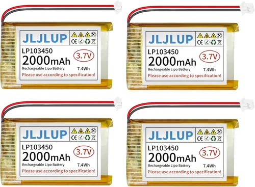 Vista 7 de Batería Lipo de 3.7 V 2000 mAh Baterías recargables de polímero de litio con cable PH 0.079 in Conector Circuito de protección integrado