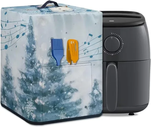 Vista 20 de Freidora de aire de mármol negro, cubierta resistente a las manchas, ligera y antihuellas dactilares, con bolsillo y asa, apta para freidora de aire