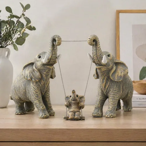 Vista 10 de Estatua de elefante, decoración de figuras de elefante dorado