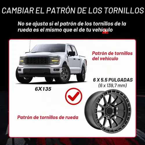 Vista 4 de Adaptadores de rueda KSP de 6 x 135 a 6 x 5.5, espaciador de conversación de patrón de pernos para rueda Silverado Ram instalar en vehículos F150