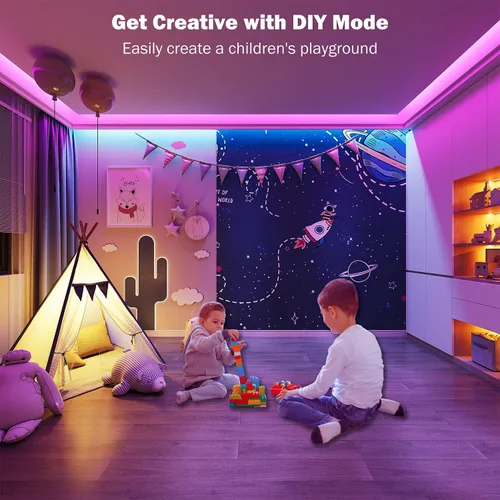 Vista 5 de LEELEBERD - Luces LED de 65.6 pies para dormitorio, Bluetooth, control inteligente de aplicación, tira de luces LED RGB 5050 que cambian