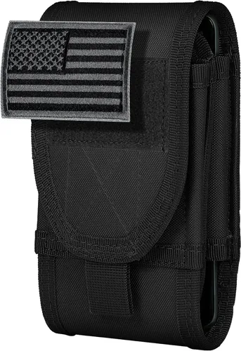 Vista 8 de Funda de teléfono de doble capacidad, bolsa táctica Molle para cinturón con parche de bandera para iPhone 17 Pro Max/16 Pro Max/16Pro/15ProMax/14