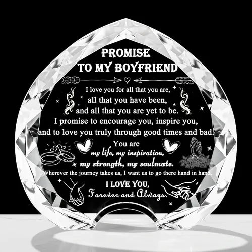 Vista 11 de Regalos Qianwei para novia de novio únicos - Regalos personalizados de corazón de cristal para mi novia que lo tiene todo - Ideas de regalo