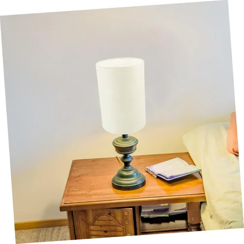 Vista 5 de ORFOFE Lámpara de mesa con patrón de mármol, pantalla decorativa moderna para bombillas, elegante diseño de tambor para lámparas de acento
