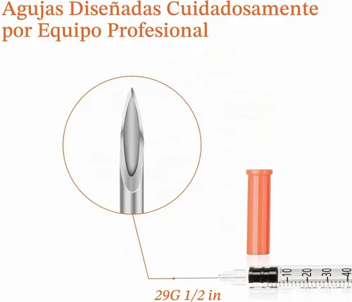 Vista 2 de Jeringas U-100 1ml 29G 0.5in/13mm, Dosificación Cómoda y Precisa, Paquete de 100