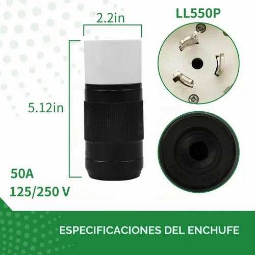 Vista 2 de Enchufe de bloqueo de torsión de 50 amperios, conector del cable