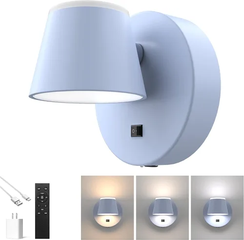 Vista 17 de URSOLA Aplique de pared que funciona con pilas con control remoto, lámpara de pared recargable con batería LED de 9000mAh, 3CCT y ajustable