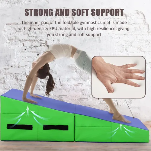 Vista 4 de Colchoneta de gimnasia para el hogar, 48 x 24 pulgadas, inclinada, con asas, plegable, para yoga, gimnasio, entrenamientos de núcleo, estiramientos