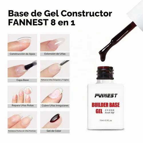 Vista 2 de Kit de Gel Constructor Gel Base de Goma Esmalte de Uñas, 15ml*2pcs (0.51 fl oz x 2 piezas) Para Engrosamiento de Uñas, Extensión de Fortalecimiento