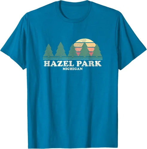 Vista 9 de Hazel Park MI - Camiseta vintage con diseño retro de los años 70, Azul / Patchwork, S