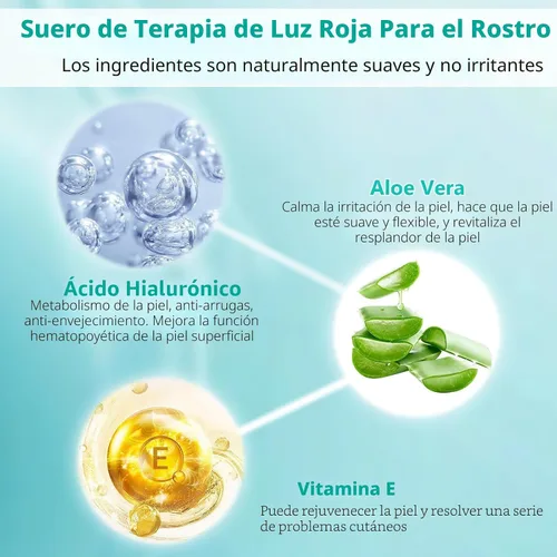 Vista 4 de Suero de activación de terapia de luz roja, sueros de terapia de luz roja para cara y cuello, suero hidratante para cara, sueros faciales