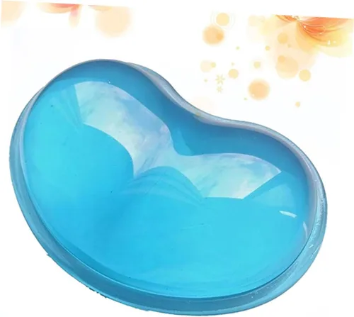 Vista 8 de Ciieeo Almohadilla de silicona azul con reposamuñecas con forma de corazón relleno de gel para computadora, soporte de muñeca para teclado