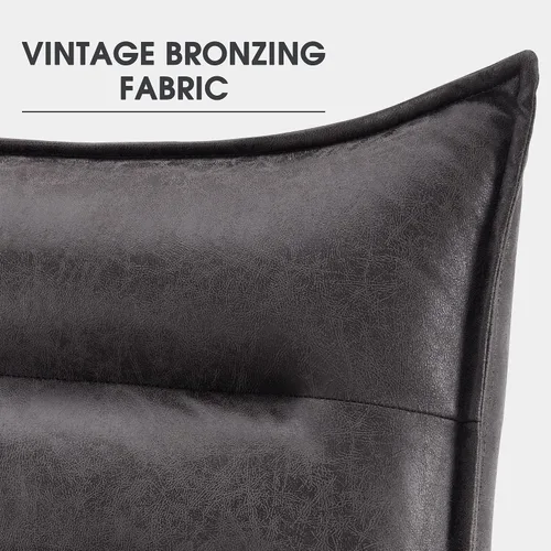 Vista 8 de MCombo Wingback - Silla decorativa con otomana, moderna tela bronceadora tapizada para espacios pequeños, sala de estar 4400 (gris oscuro)