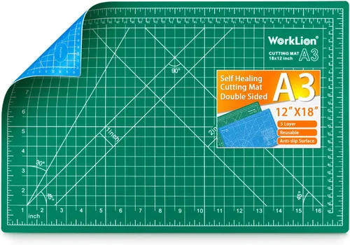 Vista 21 de WorkLion Alfombrilla de corte autorreparable: alfombrilla de corte artesanal de doble cara de 12 x 18 pulgadas para costura, tela, acolchado. Tabla