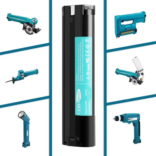 Vista 7 de CREABEST Paquete de 2 baterías Ni-MH de 9.6 V 3500 mAh compatibles con Makita 9000 9001 9002 9033 9600 96003 193890-9 192696-2 632007-4 e incluye un