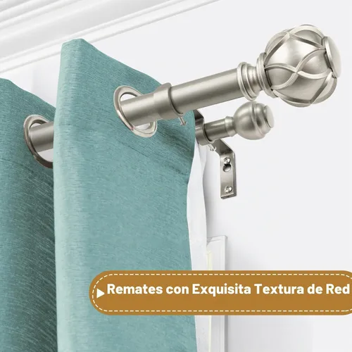 Vista 6 de KAMANINA Barras de cortina dobles para ventanas de 72 a 144 pulgadas, oro Dorado champán