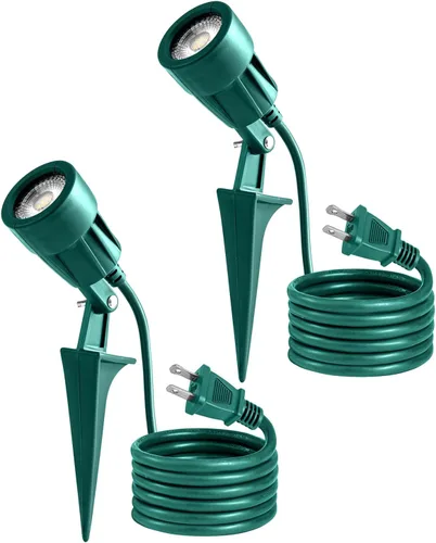 Vista 8 de Foco para exteriores enchufable, resistente a la intemperie, estaca resistente, luz de paisaje para patio, bandera, decoración navideña, cable de 6