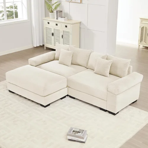 Vista 70 de ODUSE-DAILY Sofá modular de gran tamaño de 117.3 pulgadas, sofás modulares grandes de pana para sala de estar, sofás de 3 plazas, moderno juego