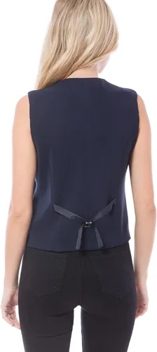 Vista 5 de Design by Olivia Chaleco de esmoquin con cuello en V y botones para mujer