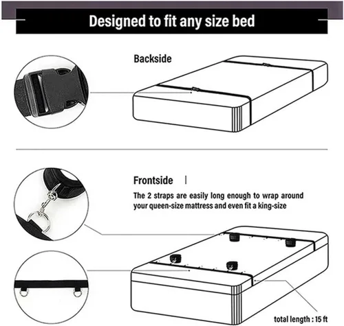 Vista 6 de Correas de amarre sexuales para cama de tamaño Queen para parejas debajo del colchón, cama King para adultos, juego de cuerda y cuerda, juego