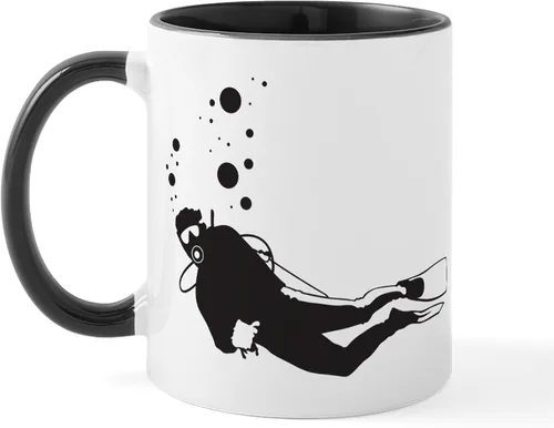 Vista 11 de CafePress Scuba Flag Diver Taza de café de cerámica de 11 oz (11.0 fl oz)