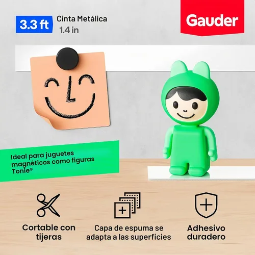 Vista 2 de GAUDER Cinta de metal autoadhesiva Cinta ferrosa para imanes Tira de acero metálico