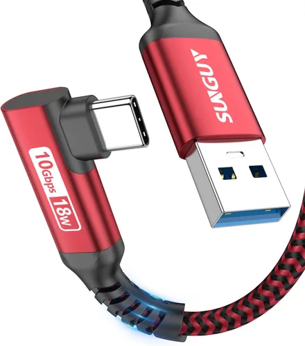 Vista 10 de SUNGUY Cable USB C 3.1 Gen 2 de 3 pies, ángulo recto Android Auto USB C, carga rápida 3A y cable de sincronización de datos de 10 Gbps compatible