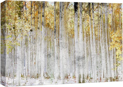 Vista 58 de wall26 Lienzo impreso para pared, diseño rústico, marrón, otoño, bosque, árbol, paisaje, naturaleza, ilustraciones de área silvestre, arte moderno