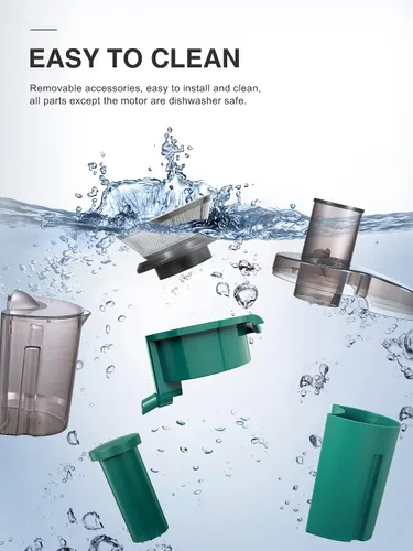 Vista 6 de QCen Máquina de exprimidor centrífuga verde y paquete de botella de vidrio 6PCS