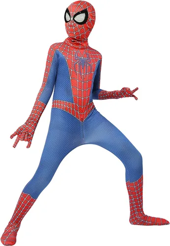 Vista 2 de Almce Disfraz de superhéroe para niños, disfraz de Halloween, cosplay, overol elástico de superhéroe para niños