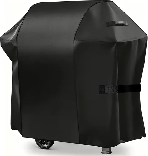 Vista 16 de Funda para parrilla, 300D Oxford resistente al agua, cubierta de gas para barbacoa con correas de nailon ajustables, a prueba de polvo, resistente a